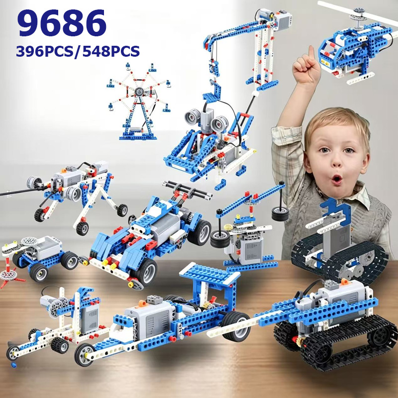 Stem Robotics Kit - 9686 STEM教育セット テクニカルシンプル電動ビルディングブロック 学校生徒向け学習用パワーファンクションブリック 子供用おもちゃ