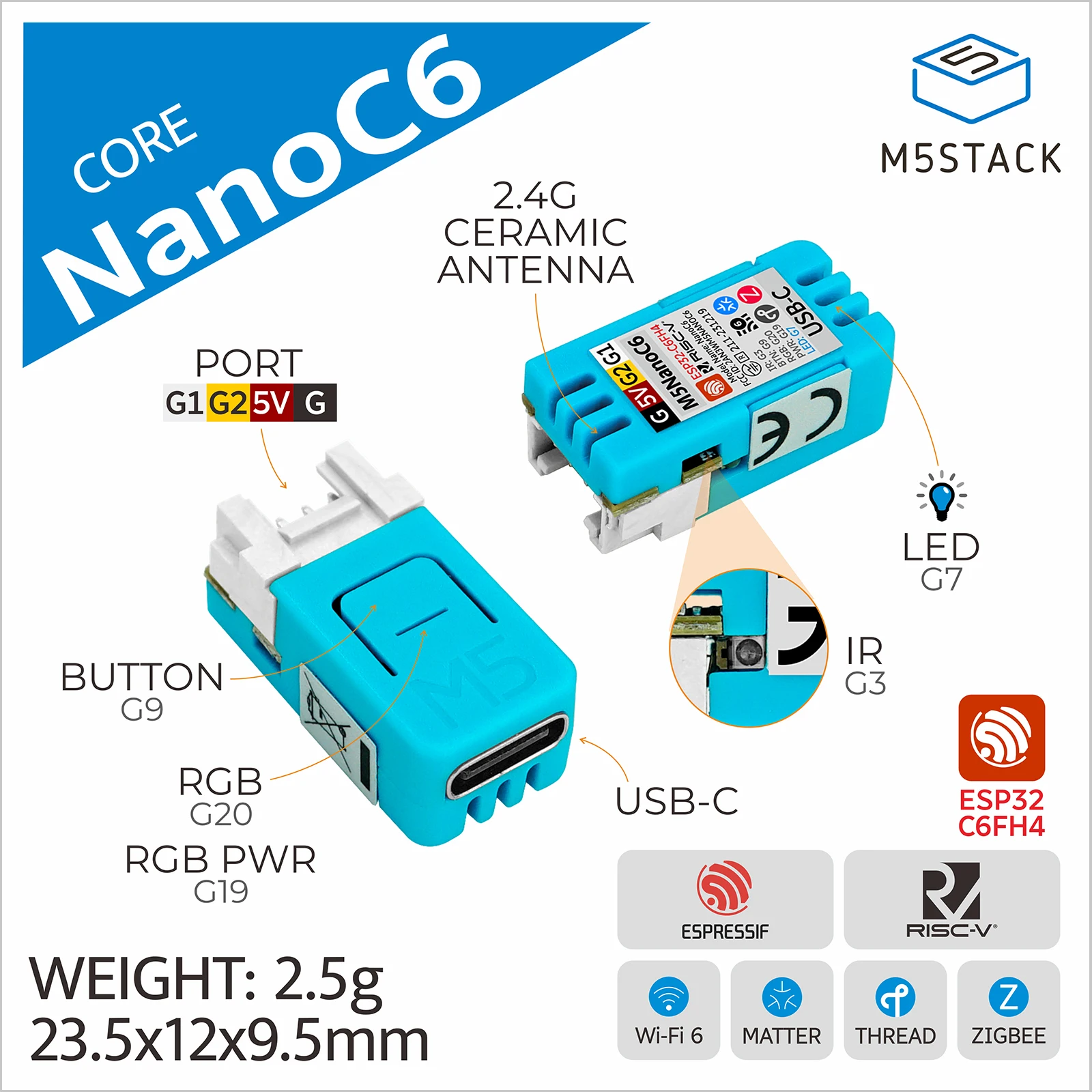 M5Stack NanoC6 ESP32-C6 開発ボード、 - Esp32 Smart Home Kit のレビューと価格