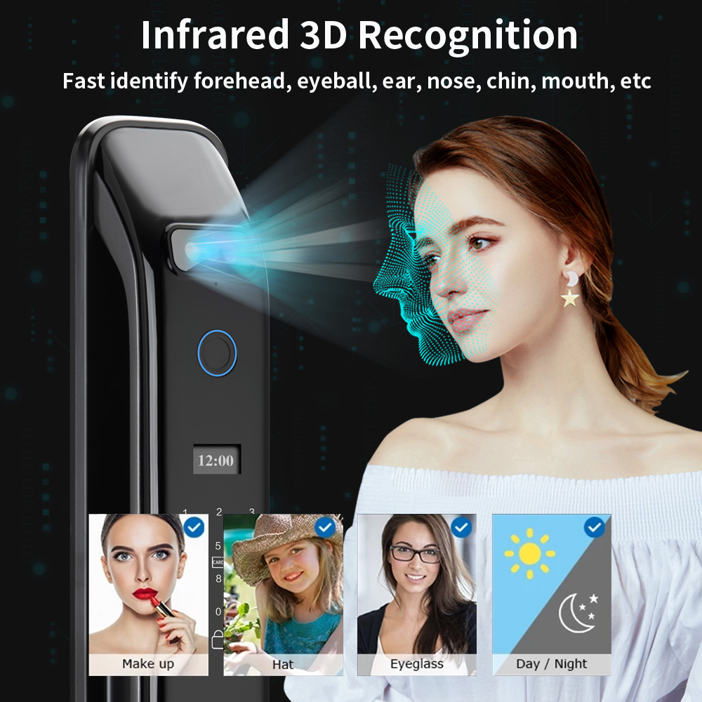 3D リアルタイムインターホン顔認識デジタルドアロックカメラ - Smart Door Lock Wifi のレビューと価格