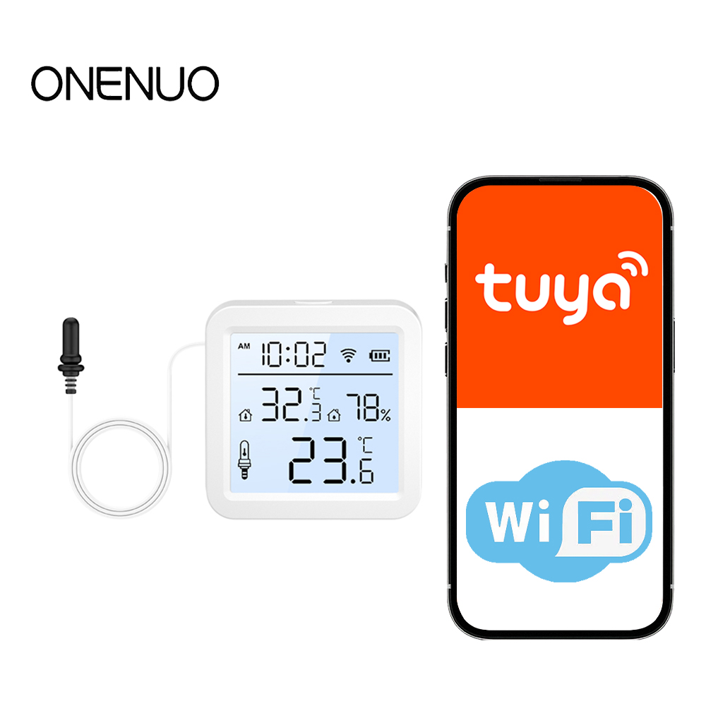 外部プローブ付きWiFi湿度温度センサー、屋内/屋外用Tuy - Wifi Thermostat のレビューと価格