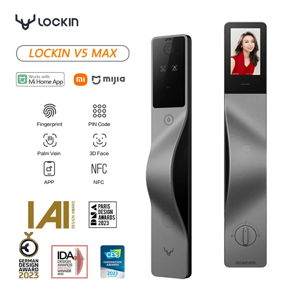 Lockin V5 Max 3D顔認証スマートロック、掌静脈 - Smart Door Lock Wifi のレビューと価格