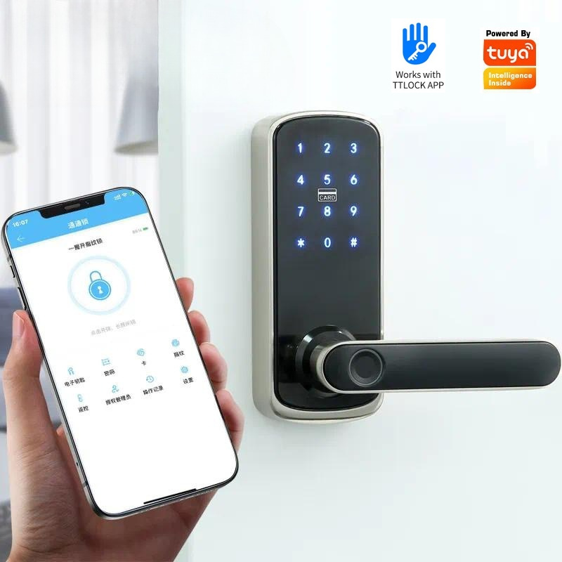 Tuya Wi-Fi対応、パスワードと指紋認証機能付き、屋内 - Smart Door Lock Wifi のレビューと価格